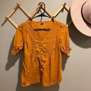 Old Navy mustard Button Down Blouse